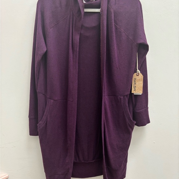 Harlow Deep Purple Hooded Cardigan - Picture 2 of 4